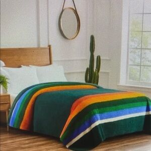PENDLETON Crater Lake Rainbow Stripe Sherpa Fleece Blanket